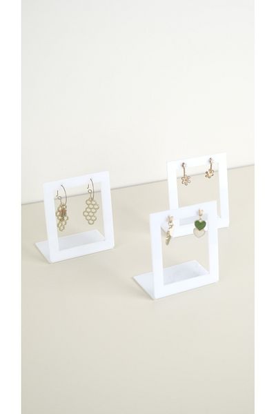 Kpleksi Danny 3-Piece Earring Holder White Stand Jewelry Organizer Organizer for Exhibition and Photo Shoots