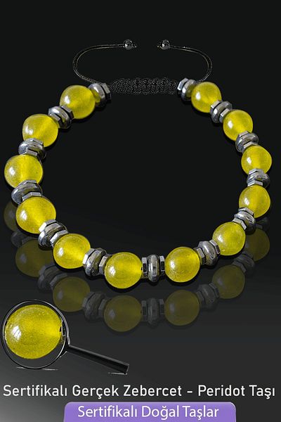 Tesbih Atölyesi Certified Real Zebercet Stone Bracelet - Peridot Stone