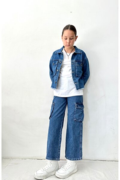 rois kids Girl's Wide Leg Cargo Jeans