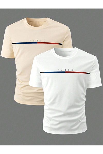 DAXİS Sportwear Company Συσκευασία με 2 μπλουζάκια Unisex με στάμπα Oversize Crew Neck