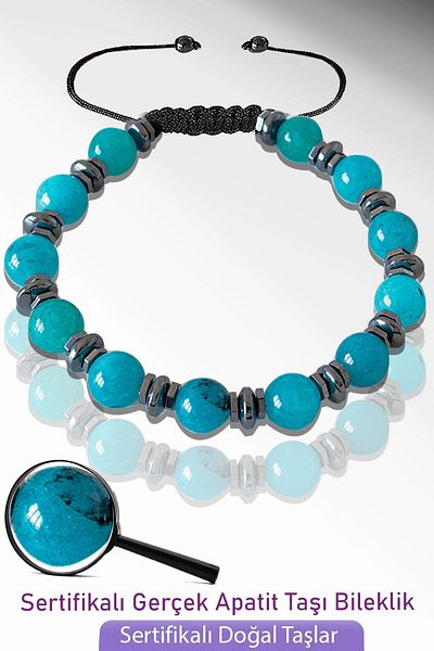 Tesbih Atölyesi Certified Real Apatite Stone Bracelet - India