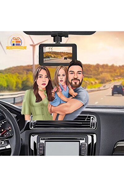 Genel Markalar Dikiz ayna süsü  Aileme hediye karikatürlü biblo hediye  3d ma...