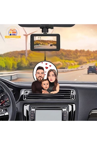 3D Hediye Dünyası Araba Dikiz Ayna Süsü Aile Karikatürlü Biblo Hediye