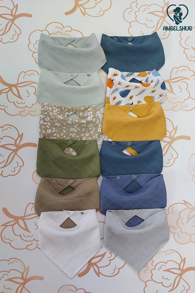 AngelsHug 12 Pieces 100% Organic Muslin Baby Scarf - Collared Food and Drooli...