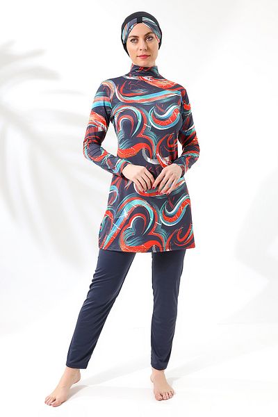 aykum LONG SLEEVE FULLY CLOSED LYcra PANT PATTERNED TESETURE SWIMSUIT