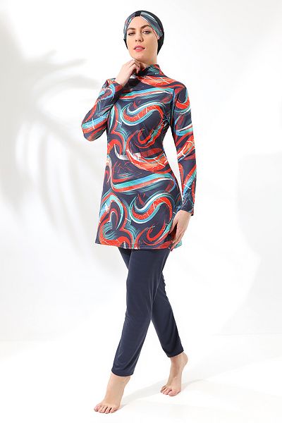 aykum LONG SLEEVE FULLY CLOSED LYcra PANT PATTERNED TESETURE SWIMSUIT