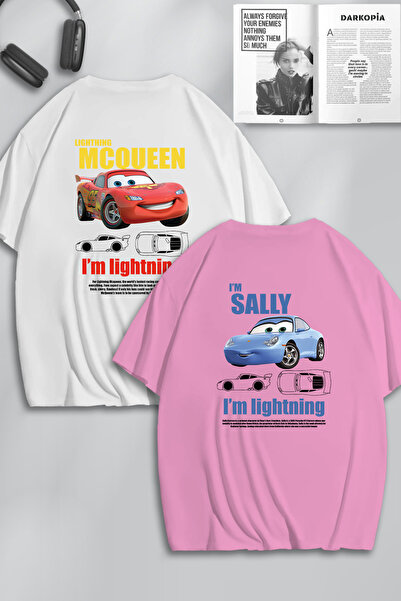 macklin Unisex Kadın Erkek Şimşek Mcqueen & Sally SIRT Baskılı Sevgili Çift K...