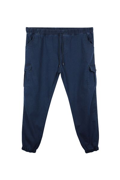 marufshop Men's Large Size 100-156 Suitable for Weight Interval Cargo Pocket Jogger Jeans Navy Blue