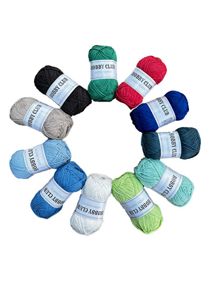 hobby club Premium Cotton 100% Cotton Punch (PANCH) and Amigurumi Thread Set 11 Pieces