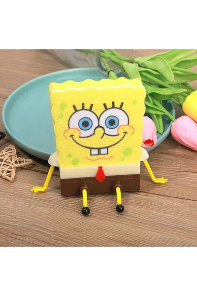 Fillikutum Sponge Bob Footed Sponge Holder and Sponge Sponge Bob Figured Dish Sponge Set