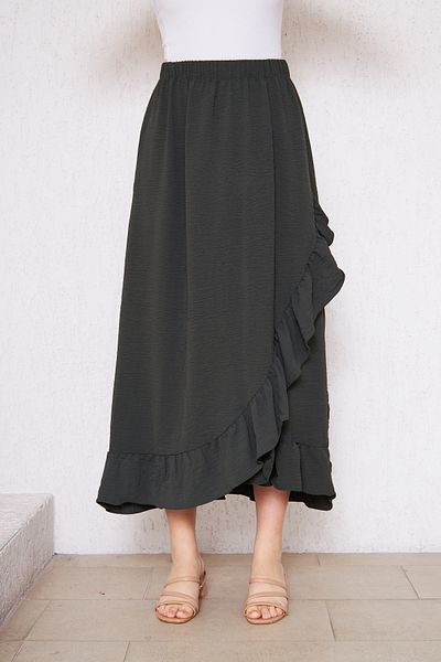 Rudaconcept Fustă de vară KHAKI Frilly Ayrobin, Fustă Ayrobin, Fustă de vară, Cadou, Fustă Hijab, fustă, Fustă subțire
