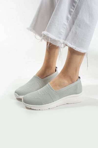 İnan Ayakkabı Woman's Gray Color Knitted Conford Shoe (4 Cm Sole)