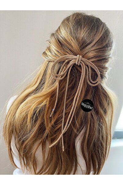 WAHSHE إبزيم على شكل فيونكة من حجر الكريستال من سلسان