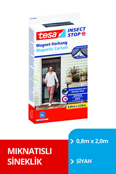 Tesa Mıknatıslı Kapı Sineklik Küçük 0,8m x 2,0m Siyah