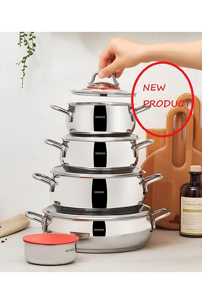 Karaca 10 Piece Storage Coated Steel Induction Base Cookware Set (New Product)