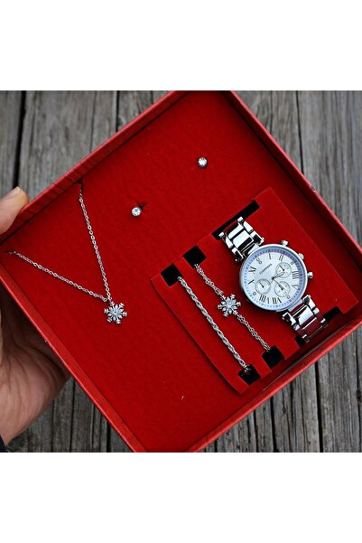 DEEPWELL Kadın Kol Saati Kolye Bileklik Küpe Seti Xz86