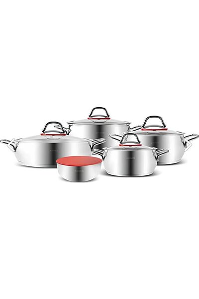 Karaca 10 Piece Storage Coated Steel Induction Base Cookware Set (New Product)