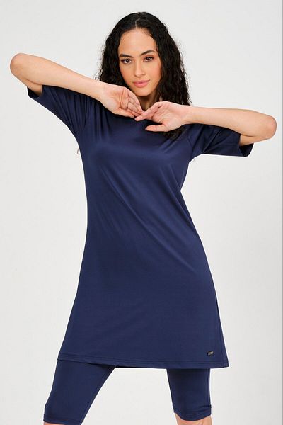 ALFASA Basic Half Sleeve Oversize Half Covered Swimsuit