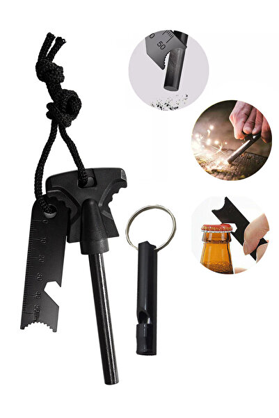 Soillium 3in1 Magnezyum Çubuğu Ateş Başlatıcı Kamp Çakmaktaşı Kit Acil Durum ...