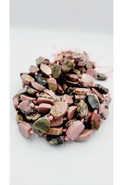 Yüksel Boncuk 15x6 mm Rhodonite Stone Parapul Cut Natural Stone String