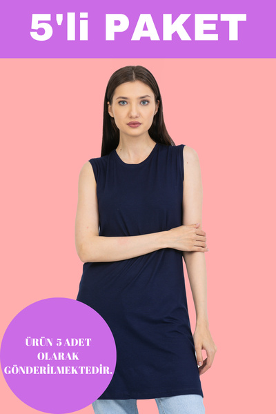 Irk Lemoon Mevsimlik Kurtarıcı İçlik Tunik Örme Penye Kadın Sıfır Kol Penye T...