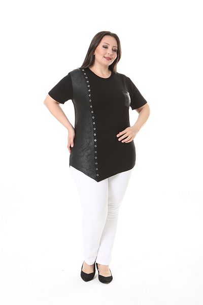 XL Modam WOMEN'S LARGE SIZE PIECE LEATHER BIRD EYE TUNIC