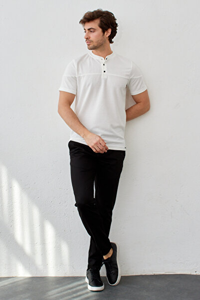 RAVANELLI Ανδρικό μοντέρνο μπλουζάκι με κούμπωμα γιακά με λεπτή εφαρμογή