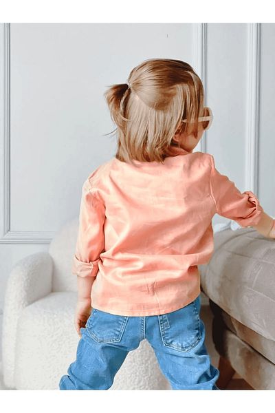 Ares Kids Fashion Бебешки и детски дрехи Розова риза с дървени копчета за празниците, специални ежедневни момичета и момчета