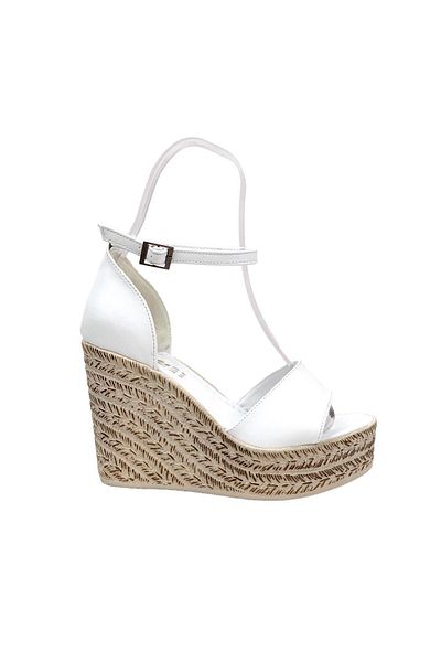 bescobel Women's White Benda Single Strap High Wedge Sole Sandals & Shoes Mb-03