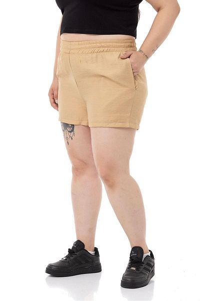 DISENTIS MODEST Large Size Mink Shorts - Elastic Waist and Side Pockets