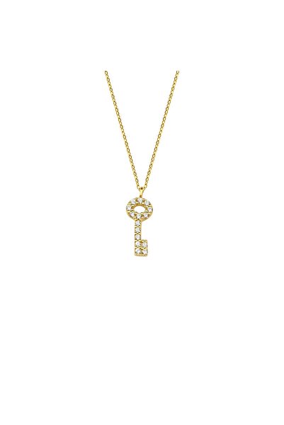 O'an Jewelry 14 Ayar Altın Minimal Taşlı Anahtar Kolye