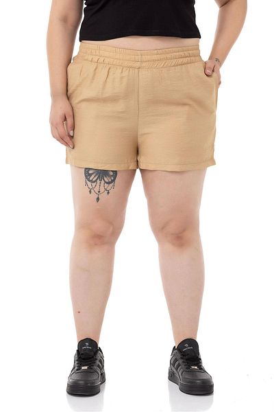 DISENTIS MODEST Large Size Mink Shorts - Elastic Waist and Side Pockets