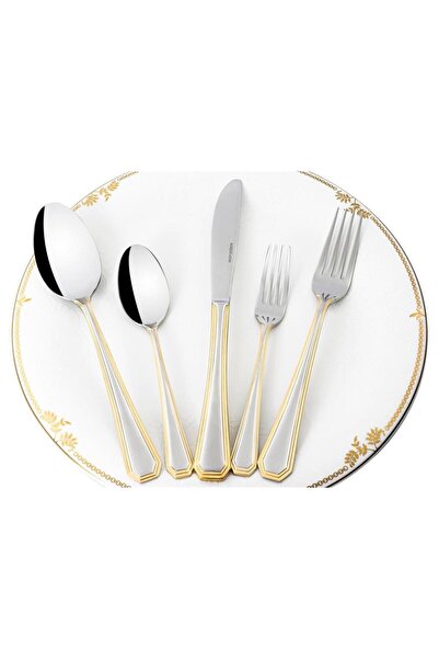 Mikasa Moor Classico Gold 60 Pieces 12 Person Fork Spoon Knife Set