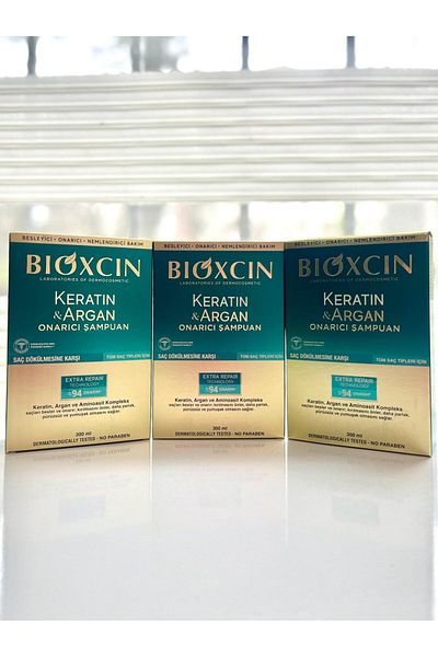 Bioxcin 300 ml Keratin and Argan Repair Shampoo - Set of 3