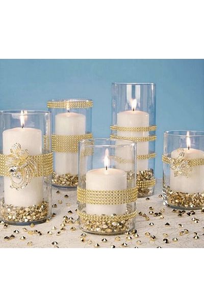 YENİ HEDİYELİK DÜNYAM Christmas 24 Rows - Gold Colored Plastic Empty Stone Look Wafer Strip 1m