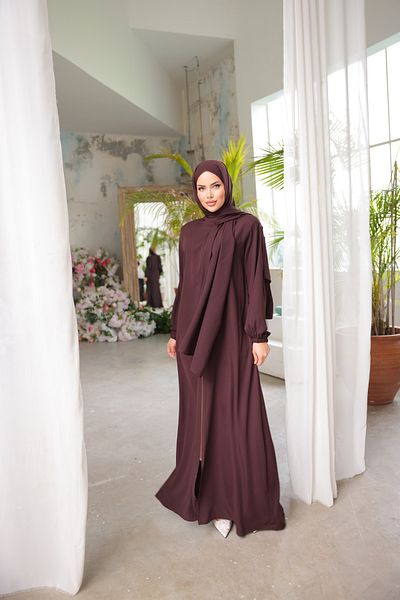 Nissra Ankanoor Bitter Coffee Medina Silk Shawl Prayer Dress Anka255047