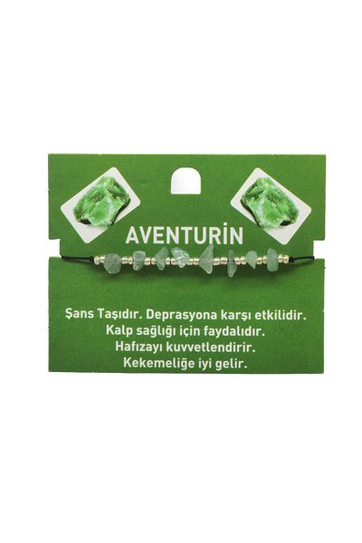 Tesbihane Macrame Braided Basic Model Aventurine Natural Stone Women's Bracelet