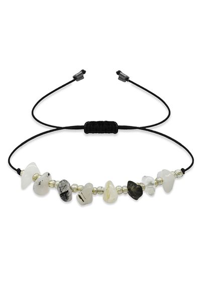 Tesbihane Macrame Braided Basic Model Rutil Quartz Natural Stone Women's Bracelet