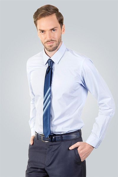 Tudors Cămașă albastră pentru bărbați, modernă, slim fit, din bumbac, ușor de călcat