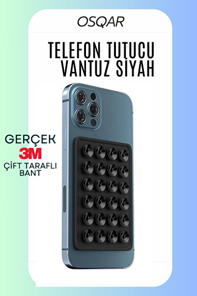 Osqar Telefon Tutucu Ahtapot Vantuz Siyah Renk Gerçek 3m Yapışkanlı