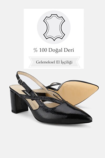 TUNAELLİ WOMEN'S BLACK Patent Leather Genuine Leather Heeled SHOES, NUMBER 34-35-40-41