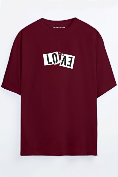 Harmandar Tricou oversize negru unisex Love Love