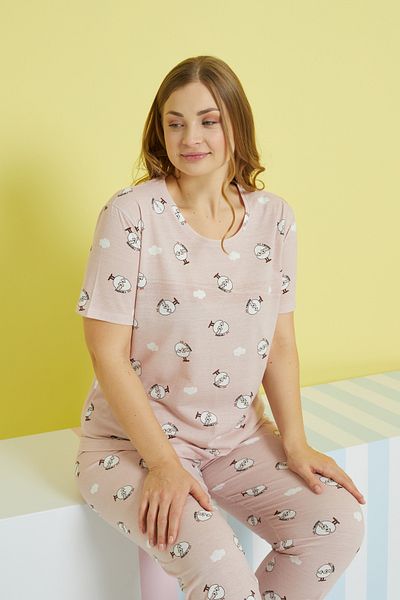 Siyah İnci πολύχρωμες Πλεκτές Πιτζάμες Curve Plus Size King