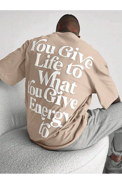 Revasser Unisex Γυναικεία/Ανδρικά ENERGY Πολύχρωμο, προσαρμοσμένο εμπριμέ, βαμβακερό χτενισμένο μπλουζάκι με λαιμόκοψη