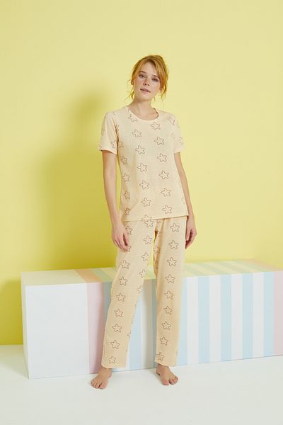 Siyah İnci multicolored Knitted Pajama Set