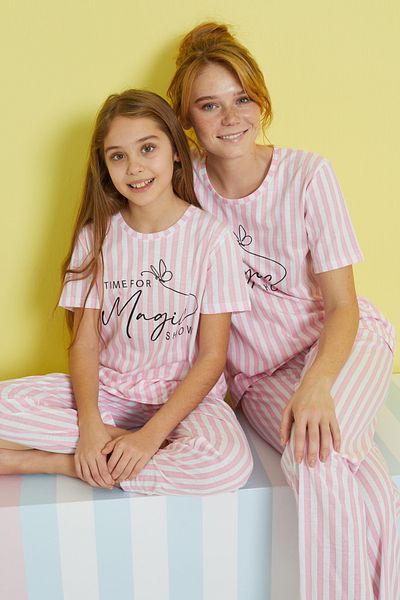 Siyah İnci multicolored Knitted Pajama Set