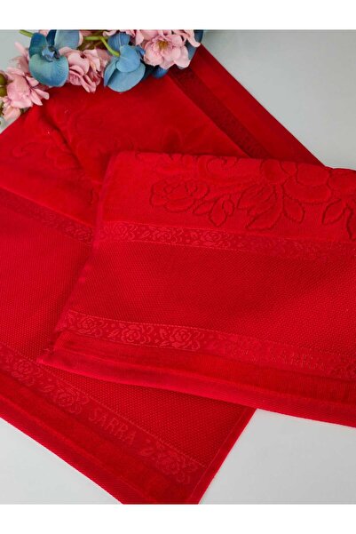 sarra Набір з 2 рушників з щільною саржевою тканиною - 30x50 і 50x90 см, червоний