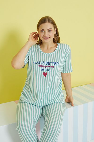 Siyah İnci Set pijamale tricotate supradimensionate Curve Plus Size multicolor