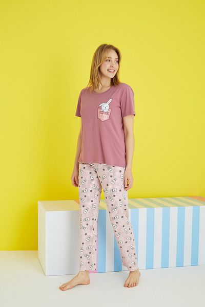 Siyah İnci multicolored Knitted Pajama Set