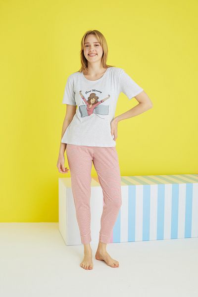 Siyah İnci multicolored Knitted Pajama Set